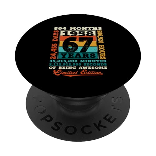 Consigue ahora 67 cumpleaños 67 años 804 Navidad meses nacer impresionante 1958 PopSockets PopGrip Adhesivo Ofertas 2025 | regaloscumple.com