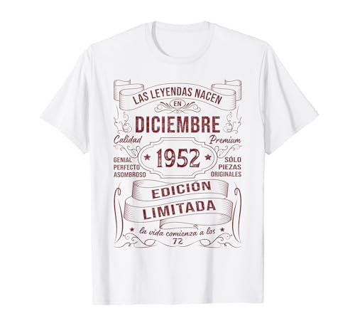 Consigue ahora Las Leyendas Nacen Diciembre 1952 72 Años Cumpleaños Hombre Navidad Camiseta Top Precio 2024 | regaloscumple.com