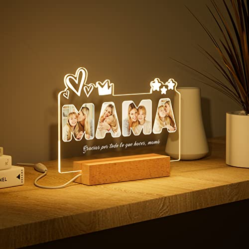 Mejores precios IDIY Lampara Personalizada con tu Foto - Marcos Profundidad LED 3D, Regalo Día de la Madre, Mamá Original para Cumpleaños, Navidad, Acción Gracias