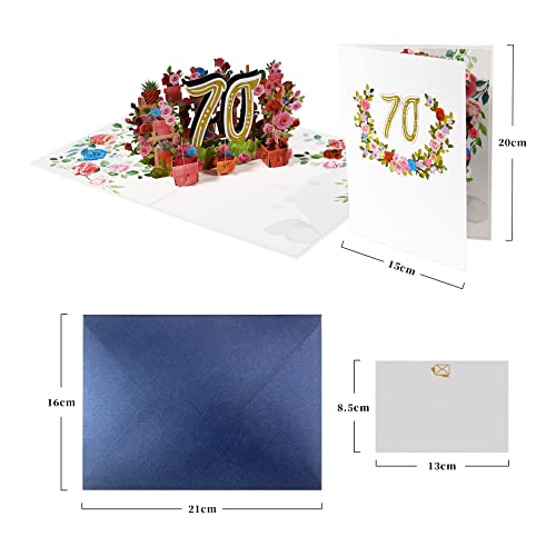 Mejores precios Tarjeta cumpleaños, aniversario boda, tarjeta felicitación 3D, 70 años edad, tarjeta