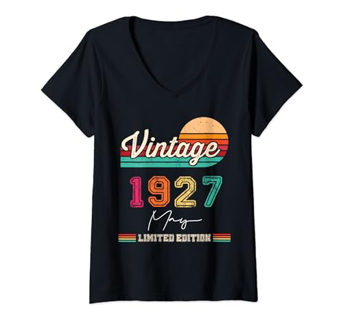 Comprar Mujer Nacido En Mayo 1927 Vintage Feliz Cumpleaños 97 Años Camiseta Regalos Cuello V Ofertas 2024 | regaloscumple.com