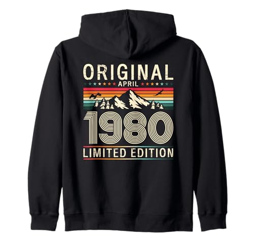 Comprar 45.º cumpleaños Hombre Original Abril 1980 45 años Sudadera con Catálogo Capucha Rebajas 2025 | regaloscumple.com