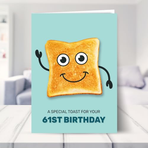 Mejores precios Divertida tarjeta de cumpleaños 61 para hombres y mujeres, tarjetas abuelos, niñeras, tostadas humorísticas él o ella, divertida