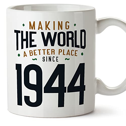 Consigue ahora MUGFFINS Tazas 1944 Cumpleaños - En Inglés - Making the World a Better Place Promoción - 11 oz / 330 ml - Regalo original y divertido Ofertas 2024 | regaloscumple.com