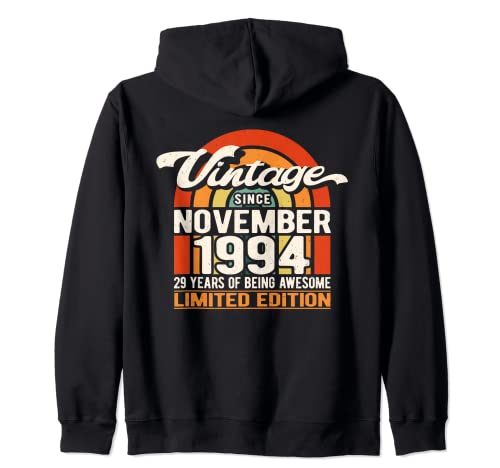 Consigue ahora 29 Years of Awesome Vintage Noviembre 1994 - Cumpleaños Ideas para regalar 29 Sudadera con Capucha Top Precio 2025 | regaloscumple.com