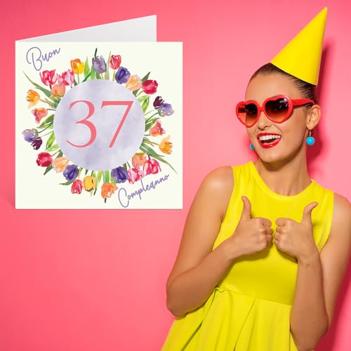 Ofertas en regaloscumple.com Stuff4 cumpleaños mujer Ramo tulipanes – feliz 37 37 hija, tía, mm, séptimo