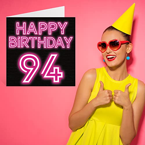 Ofertas Divertidas tarjetas   cumpleaños 94 para hombres y mujeres  brillo neón  tarjeta   feliz cumpleaños para bisabuelo  abuelo  niñera  abuela  abuela  abuela  abuela  abuela  abuela  papá  mamá  145 mm