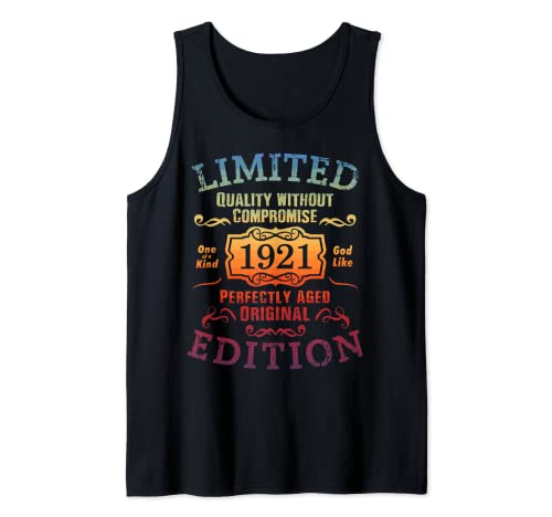 Comprar Cumpleaños 1921 Edición limitada Regalo Usado Grunge Vintage Camiseta sin Mangas Promoción Rebajas 2025 | regaloscumple.com