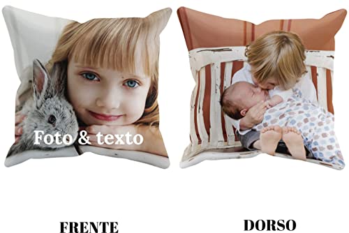 Dónde comprar en España Tamaño 40x40 cm., con Fotos Frente-Dorso y Frase, Festejos, Cumpleaños, Aniversario,