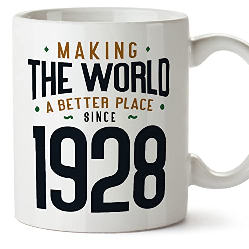 Consigue ahora MUGFFINS Tazas 1928 Cumpleaños - En Inglés - Making the World a Better Place - 11 oz / 330 ml - BlackFriday Regalo original y divertido Ofertas 2024 | regaloscumple.com