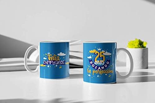 Consigue ahora SAQUITOMAGICO Taza Feliz Cumpleaños.- Años BlackFriday Rozando la Perfeccion (25 años) Ofertas 2024 | regaloscumple.com