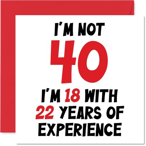 Comprar Tarjeta felicitación 40 cumpleaños mujeres hombres BlackFriday no 40 18 años con 22 años experiencia divertida tarjeta felicitación cuarenta cuarenta cuarenta años hermano hermana mejor amiga 145 mm x 145 mm Rebajas 2024 | regaloscumple.com
