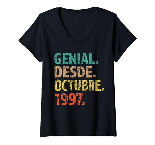 Consigue ahora Genial Desde Octubre 1997 Born in 1997 Cumpleaños Camiseta Cuello V BlackFriday Rebajas 2024 | regaloscumple.com