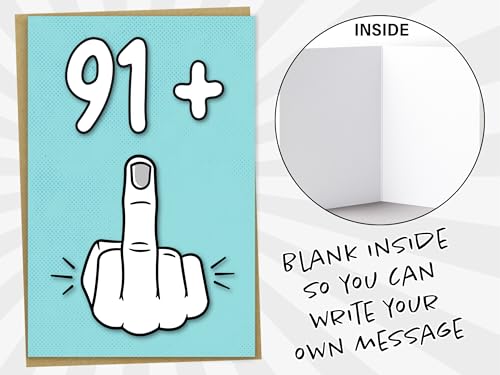 Comprar en Amazon Tarjeta de cumpleaños 92, 91 + 1, divertida tarjeta para mujeres u hombres 92 años