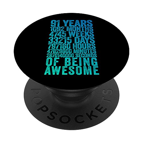 Comprar Divertida camiseta cumpleaños número 91 Regalos regalos divertidos 91 años PopSockets PopGrip Adhesivo Rebajas 2025 | regaloscumple.com