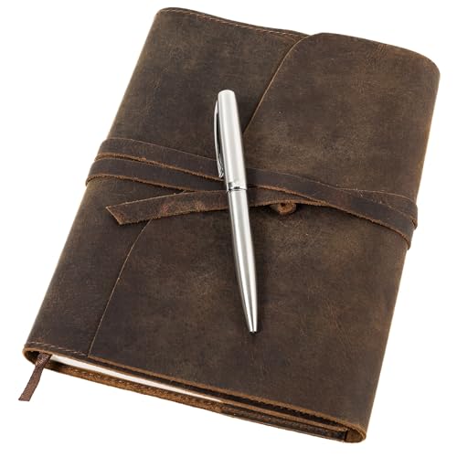 Comprar Moonster® Set Cuaderno Cuero Rellenable y Bolígrafo Lujo – Diario Escritura Rústico A5 Hecho a Mano - Diario Cuero para Dibujar y Escribir - Cuaderno Viaje Regalos Tamaño Perfecto Top Precio 2024 | regaloscumple.com