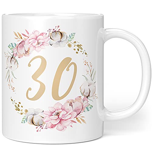 Comprar Taza Catálogo regalo cumpleaños 30 mujer – ideas regalo para 30 cumpleaños – regalo cumpleaños para mujeres flores – cerámica 330 ml Rebajas 2025 | regaloscumple.com
