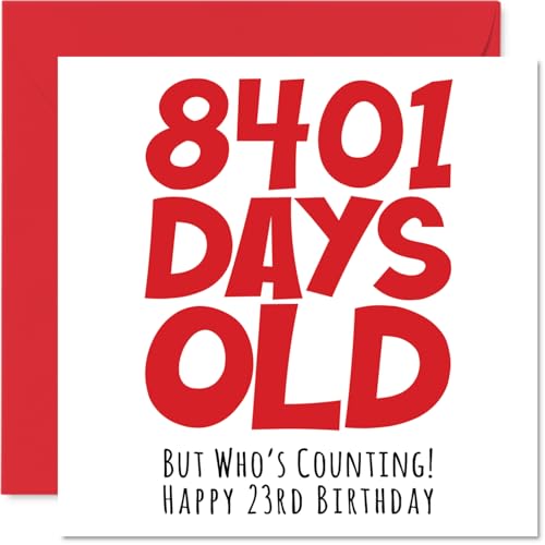 Comprar Tarjeta felicitación 23 cumpleaños hombres mujeres él ella 8401 Navidad días edad divertida adultos veintitrés tercera tarjeta felicitación hermano hermana hijo hija primo 145 mm x 145 mm Rebajas 2025 | regaloscumple.com