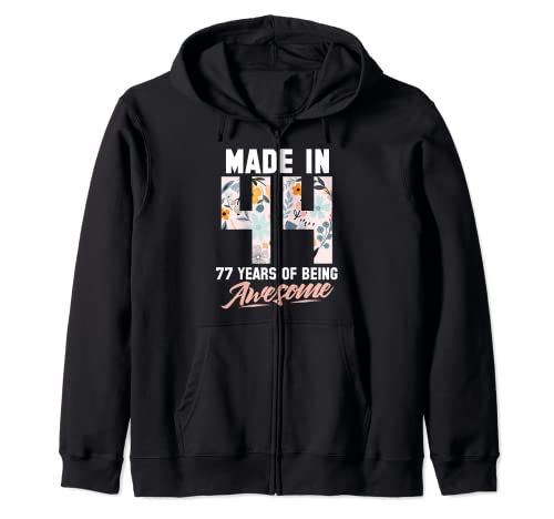 Comprar Hecho en 1944 77 años ser impresionantes flores cumpleaños 77 Catálogo Sudadera con Capucha Rebajas 2025 | regaloscumple.com