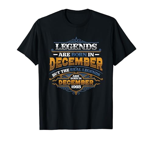 Consigue ahora Las Ideas para regalar leyendas nacen en diciembre 1993 Cumpleaños para hombres Camiseta Ofertas 2024 | regaloscumple.com