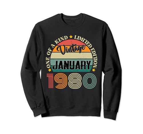 Consigue ahora Cumpleaños 44 Años Vintage Enero 1980 44 Cumpleaños Retro Sudadera Ofertas 2024 | regaloscumple.com
