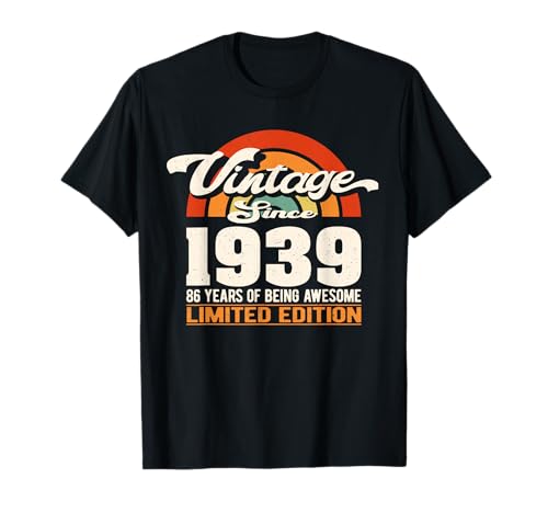 Comprar Ideas para regalar Retro Sunset 86 Years Of Awesome Born 1939 - 86 cumpleaños Camiseta Top Precio 2025 | regaloscumple.com