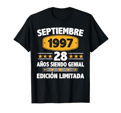Consigue ahora Catálogo Septiembre 1997 28 Años Hombre Cumpleaños Septiembre 1997 Camiseta Ofertas 2025 | regaloscumple.com