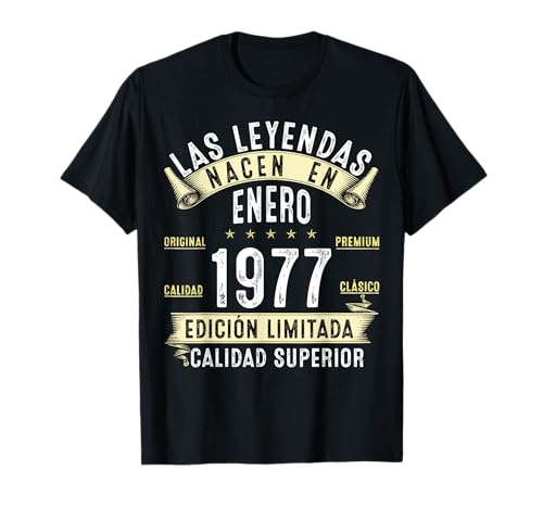 Consigue ahora 48 Años Cumpleaños Las Leyendas Nacen Ideas para regalar en Enero De 1977 Camiseta Ofertas 2024 | regaloscumple.com