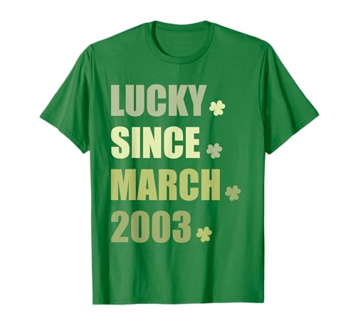 Consigue ahora Lucky since marzo 2003 San Patricio fiesta 20 cumpleaños Camiseta Catálogo Ofertas 2024 | regaloscumple.com