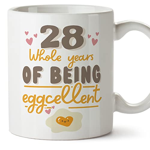Comprar MUGFFINS Cumpleaños Tazas 28 Cumpleaños - En Inglés - Happy Birthday You are Eggcelent - 11 oz / 330 ml - Regalo original y divertido Top Precio 2025 | regaloscumple.com