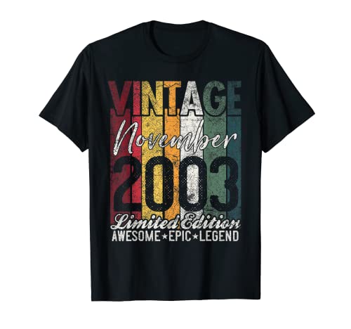 Consigue Catálogo ahora Noviembre 2003 19 cumpleaños regalo 19 años vintage retro Camiseta Rebajas 2024 | regaloscumple.com