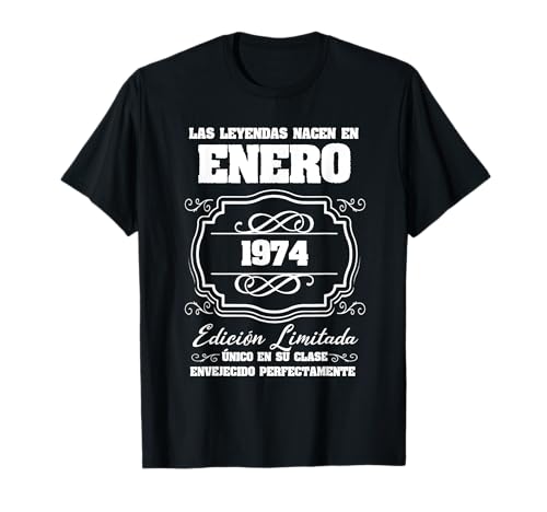 Comprar Las Leyendas nacen en Enero 1974 BlackFriday 50 Cumpleaños Camiseta Ofertas 2024 | regaloscumple.com