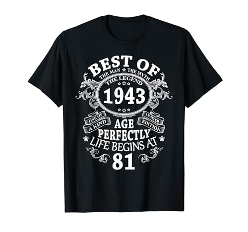 Consigue ahora Best Of 1943 81 Cumpleaños Mujer Regalo 81 Años Catálogo Hombre 1943 Camiseta Rebajas 2024 | regaloscumple.com