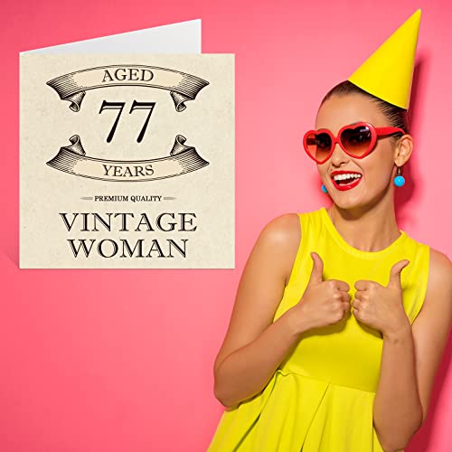 Dónde comprar en España Tarjetas vintage de 77 cumpleaños para mujeres, años, divertida tarjeta mamá, hermana, esposa, abuela, tía, 145 mm, tarjetas felicitación mujer,