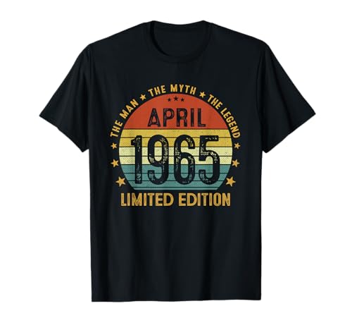 Consigue ahora Regalo 60 Años Hombre Cumpleaños Original Abril 1965 60 Cumpleaños Camiseta Ofertas 2024 | regaloscumple.com