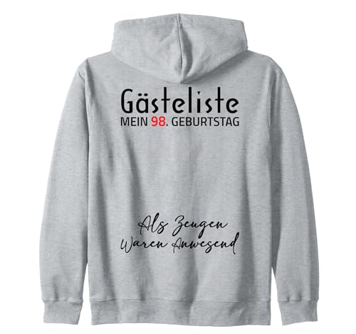 Consigue Navidad ahora Gästeliste Mein 98. Geburtstag Libro visitas Firma Sudadera con Capucha Rebajas 2025 | regaloscumple.com