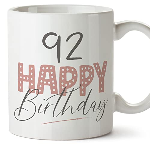 Comprar MUGFFINS Ideas para regalar Tazas 92 Cumpleaños - En Inglés - Happy Birthday! Pink - 11 oz / 330 ml - Regalo original y divertido Top Precio 2025 | regaloscumple.com