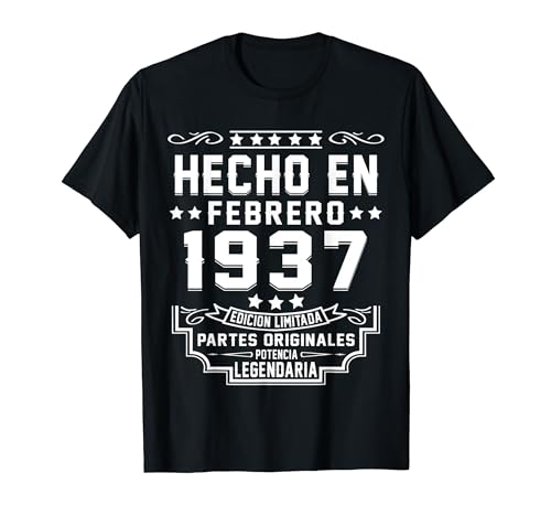 Consigue ahora Hecho En Febrero 1937 Partes Originales Catálogo Cumpleaños 87 Años Camiseta Rebajas 2024 | regaloscumple.com