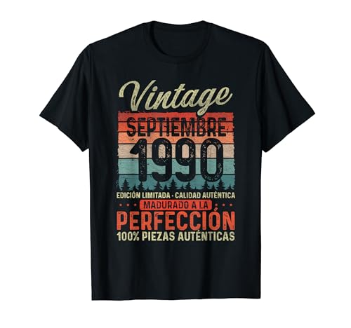 Consigue ahora Regalos Septiembre 1990 Vintage Regalo 34 Años Cumpleaños Hombre Camiseta Rebajas 2025 | regaloscumple.com