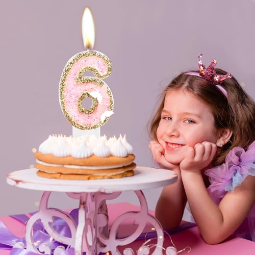 Comprar en Amazon Mariposa números cumpleaños, velas rosa decoración cumpleaños niñas, pastel 20 fiesta