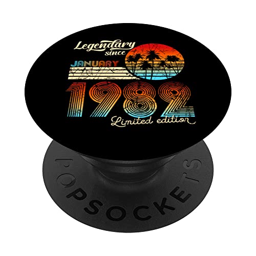 Comprar Cumpleaños Legendario Desde Enero De 1982 Regalo. PopSockets Navidad PopGrip Intercambiable Rebajas 2025 | regaloscumple.com