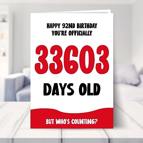 Mejores precios Hey Chimp Divertida tarjeta   cumpleaños 92 para hombres y mujeres  oficial   33603 días  tarjeta humorística   92 cumpleaños  tarjeta   cumpleaños 92  tarjeta   cumpleaños