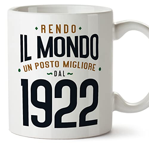 Comprar MUGFFINS Tazas 1922 Cumpleaños - En Italiano - Rendo il Mondo un Posto Navidad Migliore - 11 oz / 330 ml - Regalo original y divertido Ofertas 2025 | regaloscumple.com