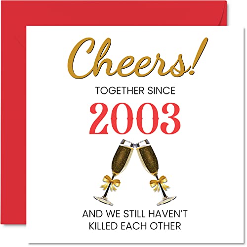 Consigue ahora Divertida tarjeta 21 aniversario para marido y esposa Juntos desde 2003 tarjetas BlackFriday feliz aniversario boda para pareja regalos "I Love You" tarjetas felicitación 145 mm x 145 mm Rebajas 2024 | regaloscumple.com