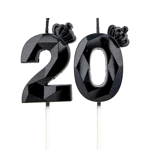 Comprar DTXLX Promoción Velas 3D cumpleaños Negro números 20 con corona para tartas decoración cumpleaños velas cumpleaños niños fiestas bodas fiestas empresa aniversarios (Negro #20) Rebajas 2024 | regaloscumple.com