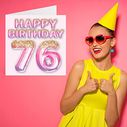 Comprar en Amazon Tarjeta   cumpleaños número 76 para mujer  globos   purpurina rosa y morada  tarjetas   feliz cumpleaños para mujer   76 años  mamá  gran niñera  abuela  abuela  abuela  145 mm x 145 mm  setenta y