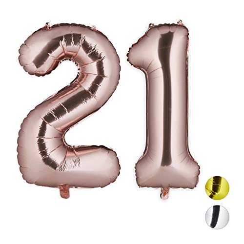 Comprar Relaxdays Globos Cumpleaños Número 21 Aluminio Oro Promoción Rosa 85-100 cm Rebajas 2025 | regaloscumple.com