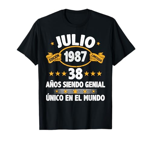 Comprar Julio 1987 38 Años Hombre Cumpleaños Regalo Julio 1987 Camiseta Regalos Rebajas 2025 | regaloscumple.com