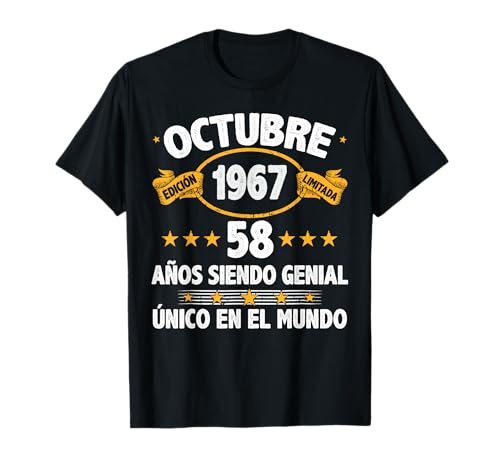 Consigue ahora Octubre 1967 58 Años Hombre Cumpleaños Regalo Octubre 1967 Camiseta Top Promoción Precio 2025 | regaloscumple.com