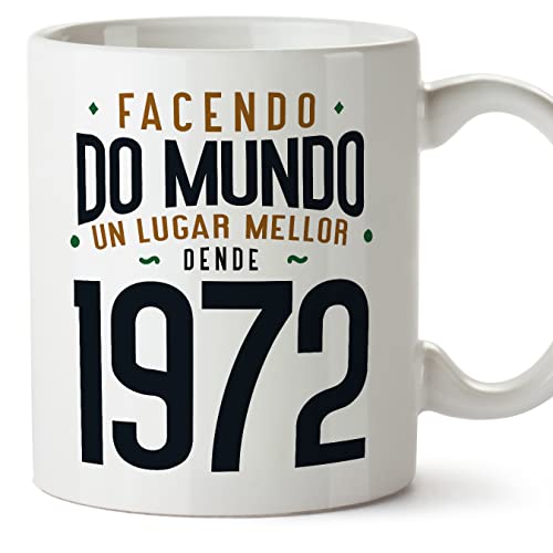 Consigue ahora MUGFFINS Tazas 1972 Cumpleaños - En Regalos Gallego - Facendo do Mundo un Lugar Mellor - 11 oz / 330 ml - Regalo original y divertido Top Precio 2024 | regaloscumple.com